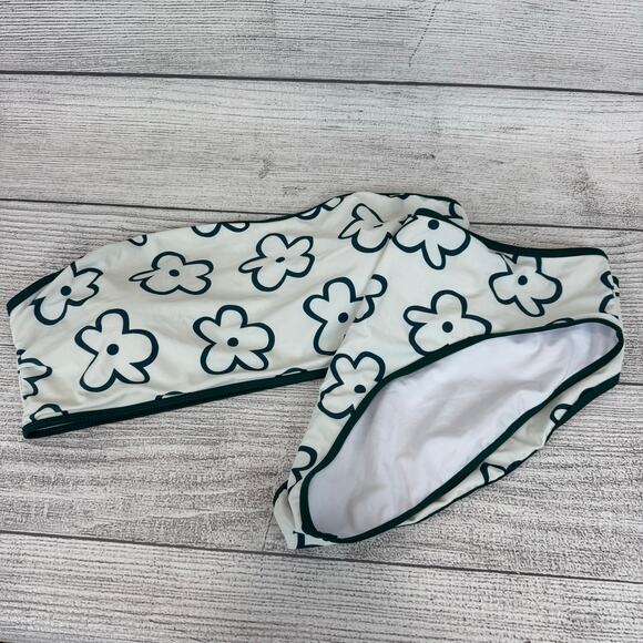 Shein Plus Size White Green Floral Strapless Matching Bikini Swimsuit Size 4XL - Picture 1 of 9